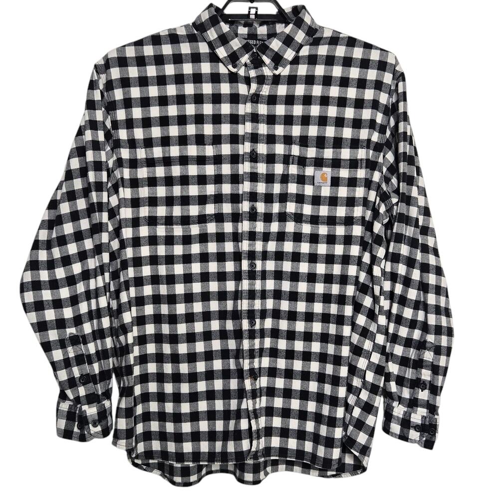 Mens Carhartt Plaid Button Front Size 2XL XXL Rugged Flex Relaxed Fit Flannel